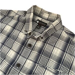 Alaskan Hardgear Mens XL Blue Plaid Outdoor Fishing Short Sleeve Button Down EUC